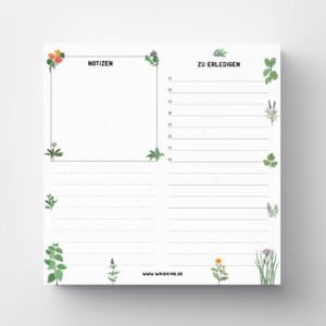 Block Notizblock Garten Kräuter Gartenkräuter Einkaufsliste Recyclingpapier Woidkind